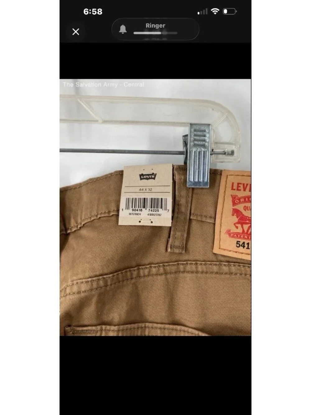 Levi's 541 Men’s 44x32 Tan Coin Pocket Denim Classic Athletic Tapered Leg Jeans